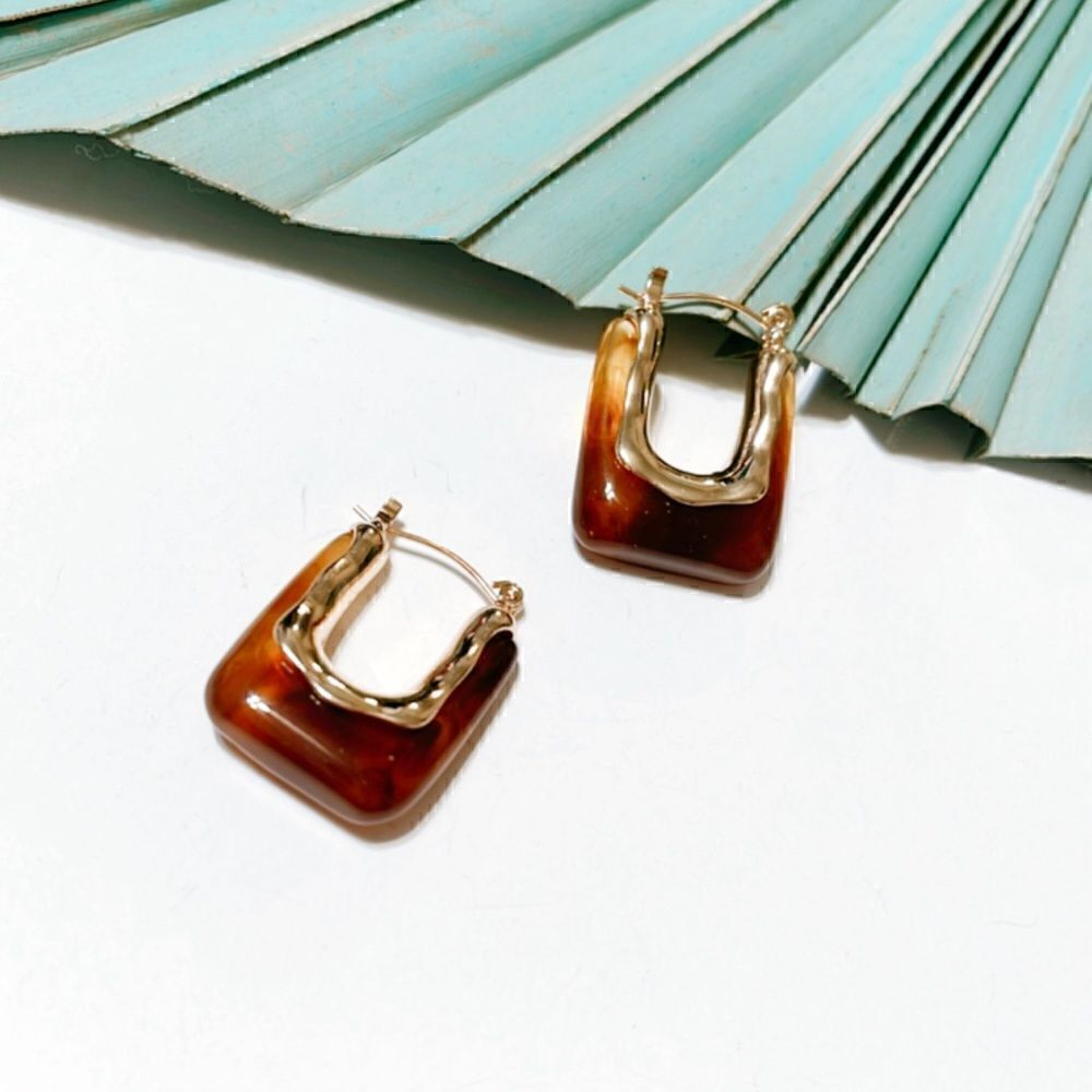 Brown crystal hoop earrings S20